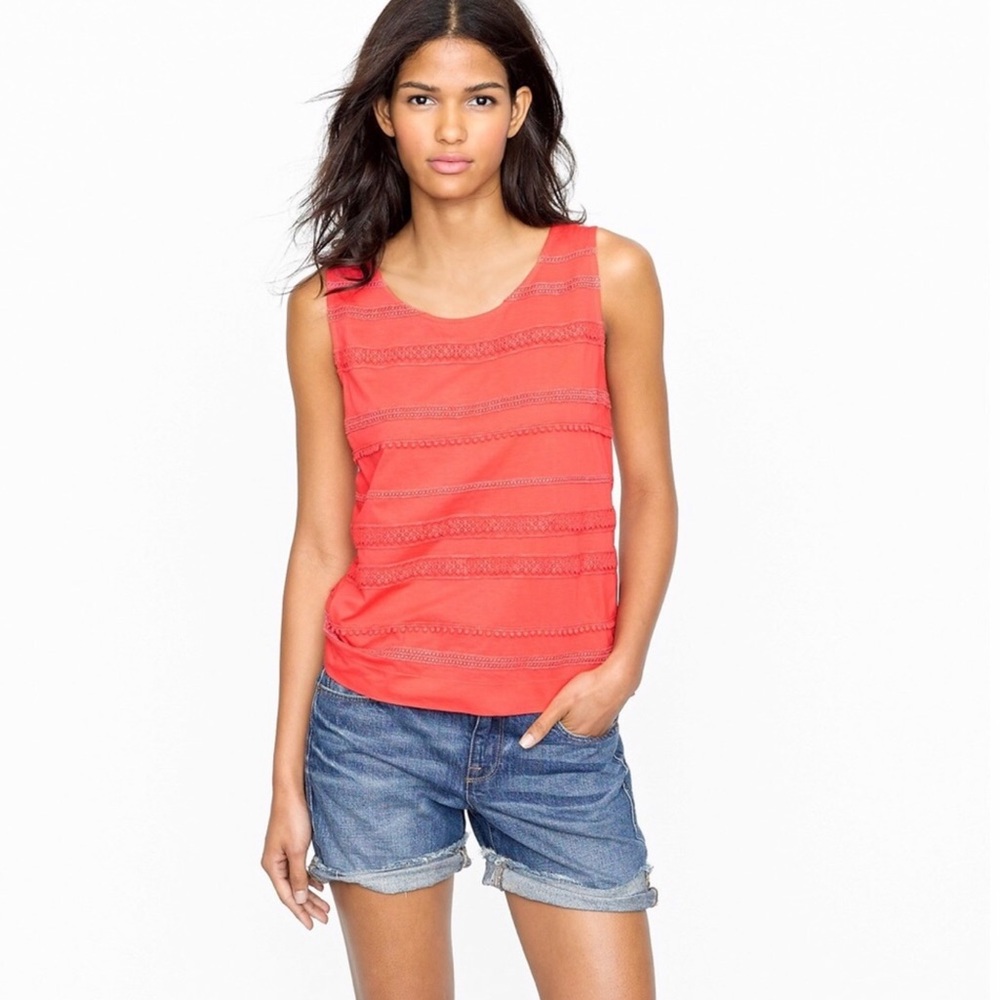 J.Crew | XS | Orange Tank Lace-Stripe Shell